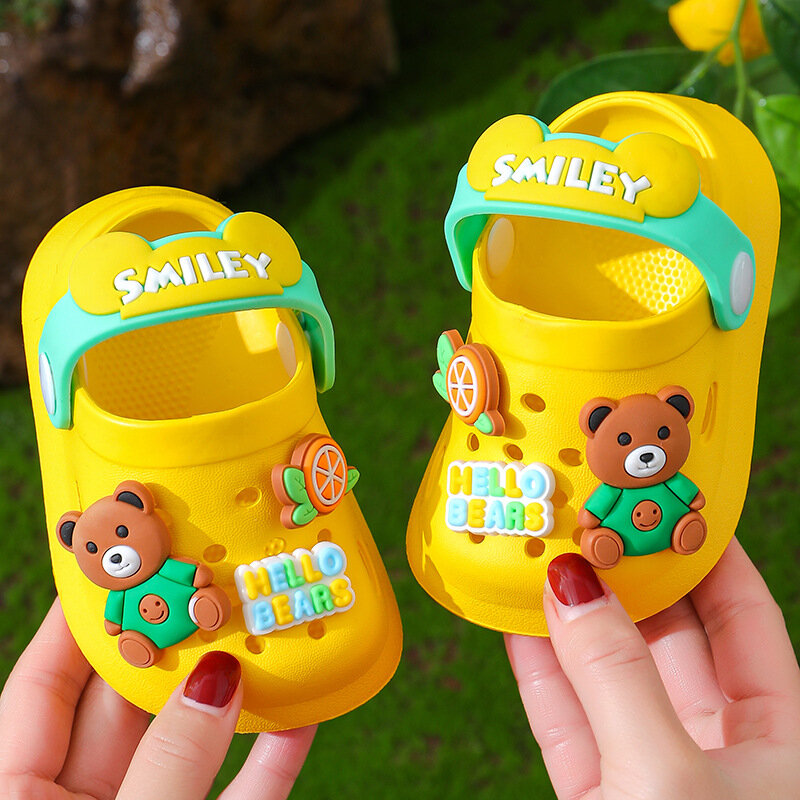 Children Baby Shoes for Boys Girls New Cute Cartoons Kids Mules Clogs Summer Soft Sole Garden Beach Slippers Sandals Cave Hole