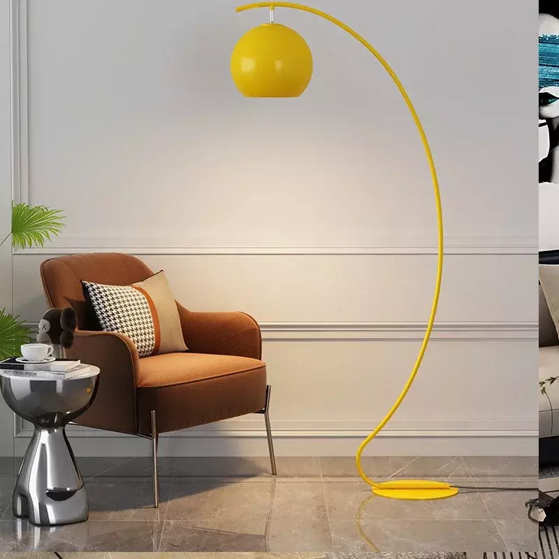 Lámpara LED de pie para sala de estar, luz decorativa lateral para sofá, dormitorio, estudio, color negro y amarillo