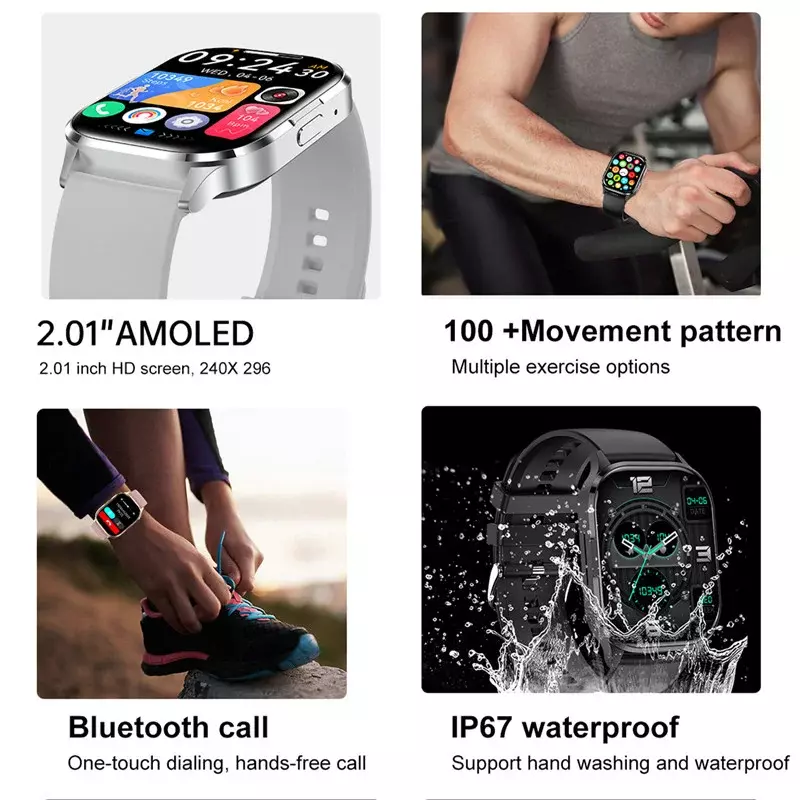 Hk21スマートウォッチ,大画面,NFC, Bluetooth通話,音楽,スポーツモード,心拍数,健康モニタリング,2.01インチ