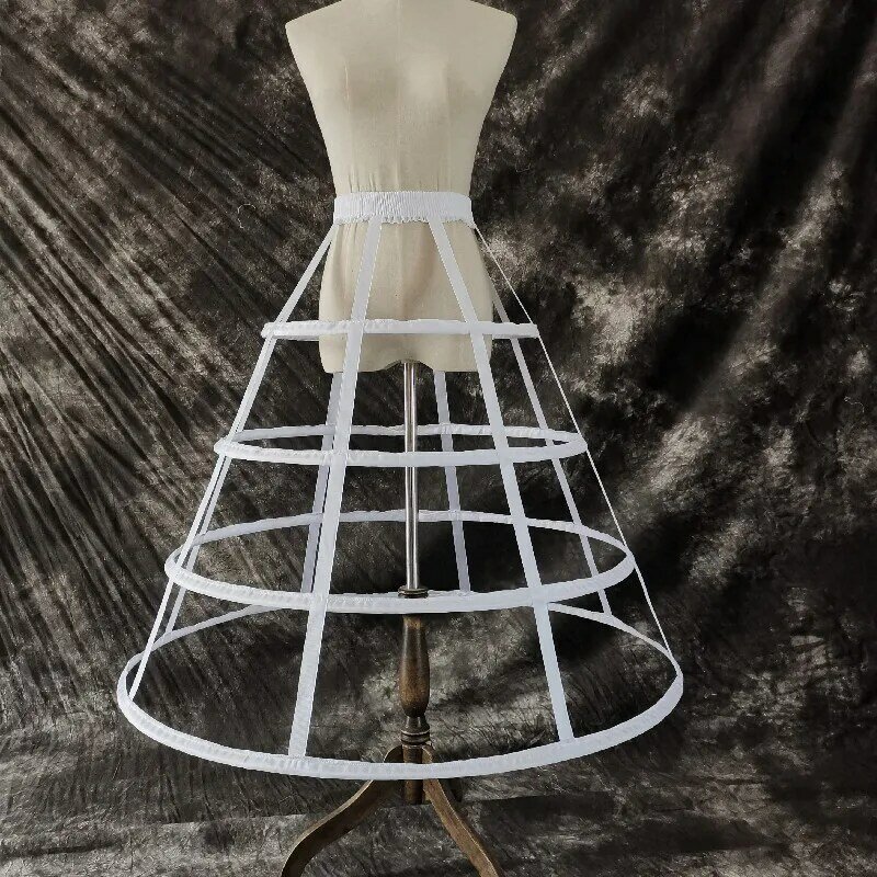 New Hollow-out Four-Layer Ruffled Black and White Bird Cage Fishbone Crinoline Cosplay Violent Lolita