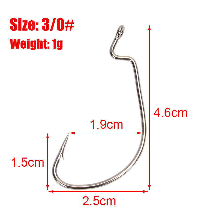 20/50/100PCS Fishing Jig Hook For Soft Worm Crank Offset High Carbon Steel Hook Barbed Fishhook For Worm Bait Pesca Accessories