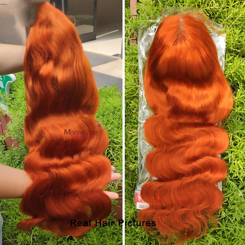 Imbirowa pomarańczowa koronkowa peruka z przodu 13x6 HD ludzkie włosy falujące ciało 13x4 ludzkie włosy koronkowa peruka z przodu 4x4 przezroczysta koronka peruka dla kobiet