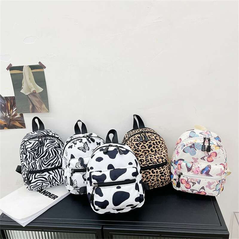 Fashion Women Mini School Backpack Zebra Leopard Textured Cute Backpack Travel Shoulder Bag Student Rucksack Canvas School Bag