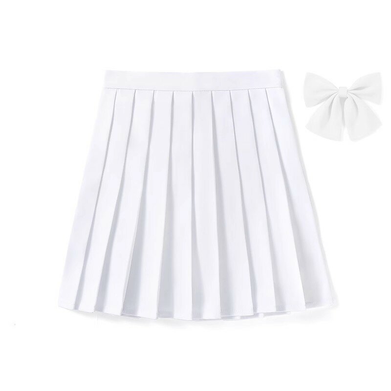 Minifalda plisada de cintura alta con pajarita para mujer, falda escolar de baile, colores dulces, XS- 5XL