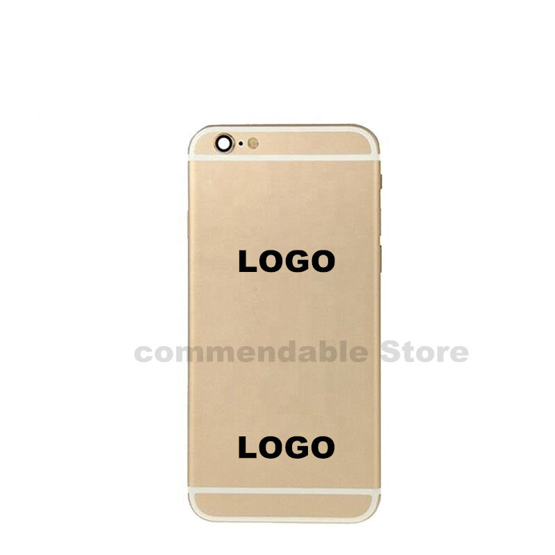 Задняя крышка батарейного отсека для iPhone 6 Plus, средняя рамка, корпус шасси, корпус с логотипом + с боковыми кнопками + лоток для SIM-карты
