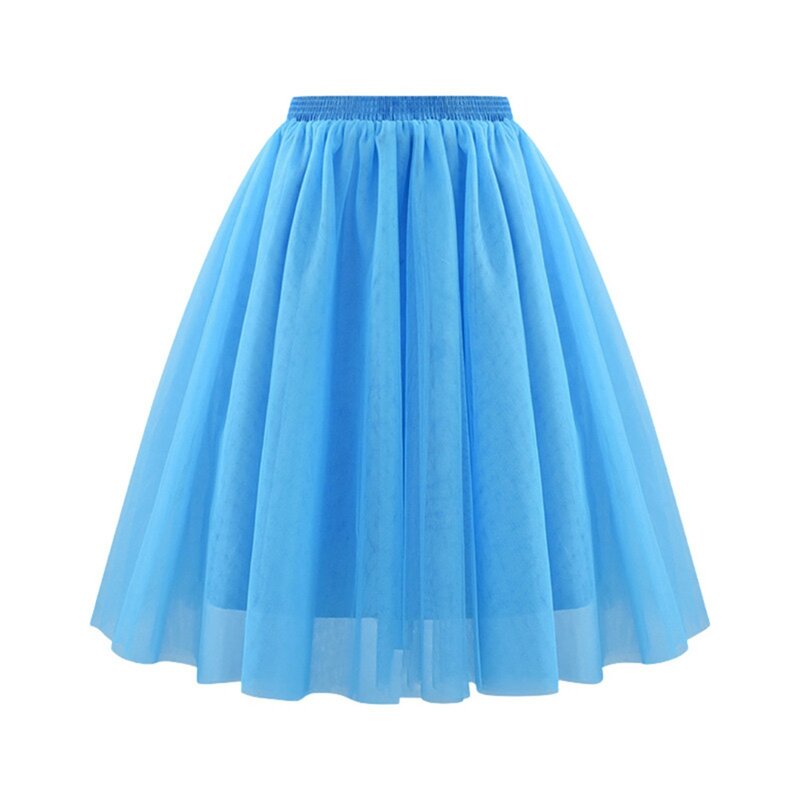 Однотонная сетчатая юбка, новинка, женское мягкое драпированное платье средней длины, мягкая и тихая Стильная летняя большая трапециевидная юбка