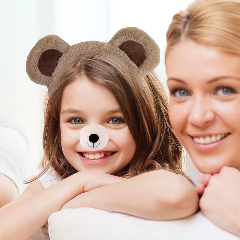Bando telinga beruang untuk anak perempuan, Set kostum penggunaan luas dengan hidung DIY