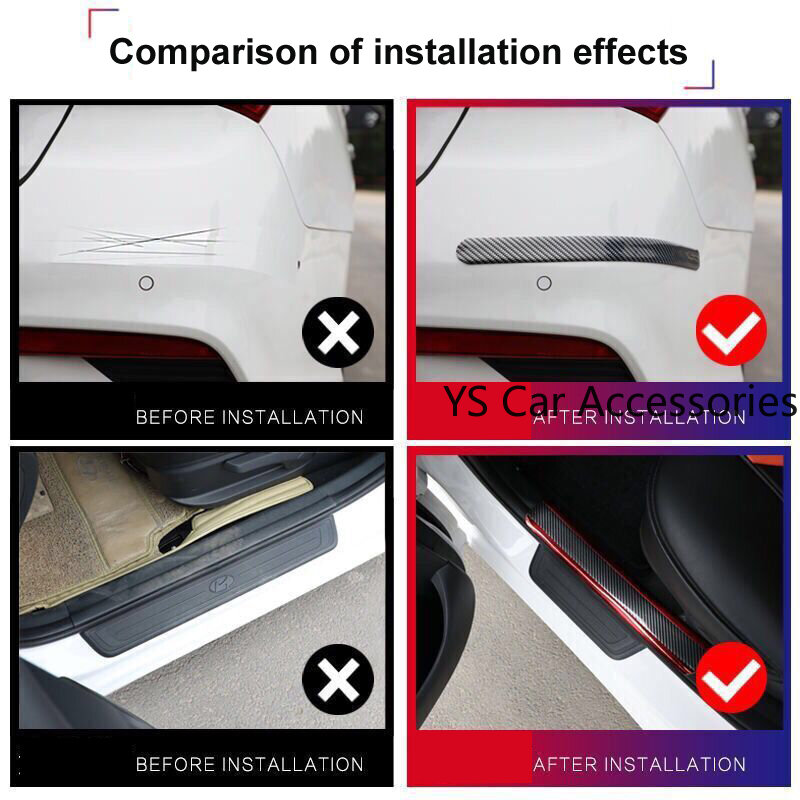 Car Stickers Car Door Sill Protective Sticker Black Carbon Fiber Anti Scratch Protector for Car Door Edge Sill Trunk Protector