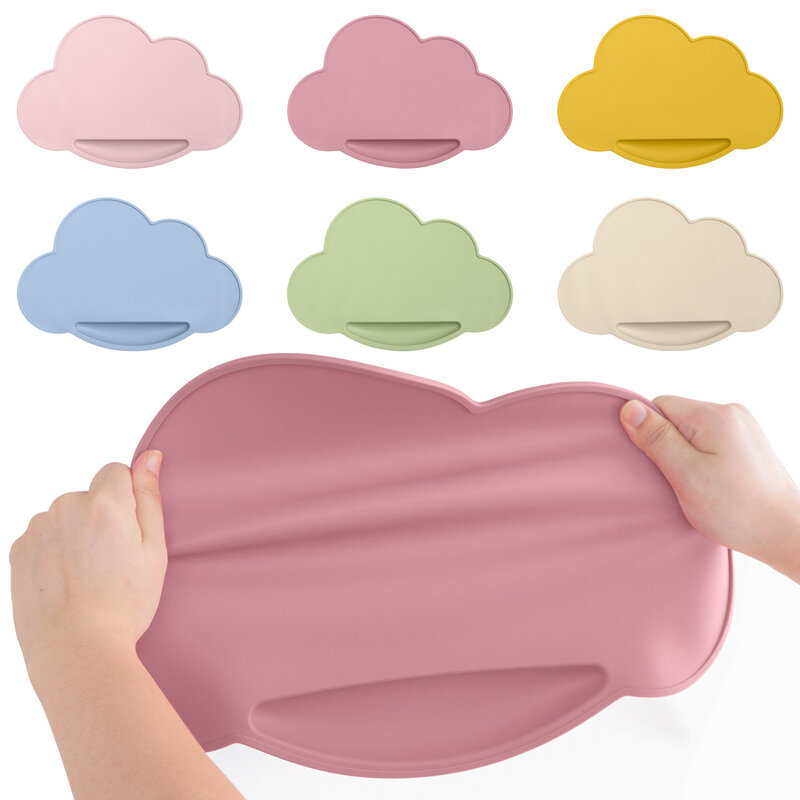 1pc Silicone a forma di nuvola tovaglietta per bambini tovaglietta portatile per l'alimentazione di piatti piatto per bambini tappetino antiscivolo stoviglie per bambini