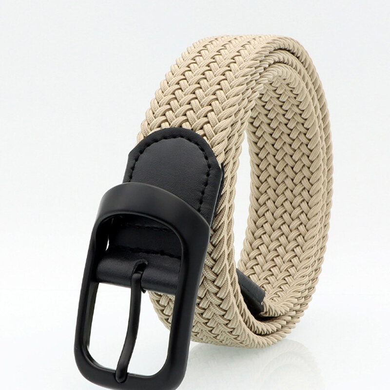 Cinturón tejido Simple para hombre, correa elástica con cabeza de botón de aleación de alta calidad, versátil, cómodo, informal, A3131