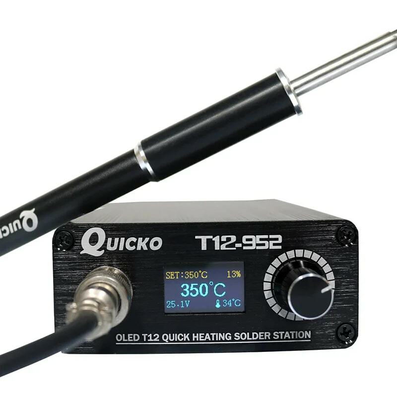 QUICKO T12-952 Soldering Station With M8 black metal handle and Various types of Soldering Iron Tips