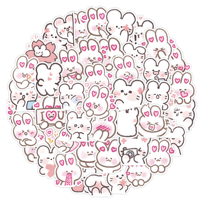 Desenhos animados coreano bonito coelho adesivo, animal Graffiti, iPad, guitarra, telefone móvel, DIY Scrapbook, decoração de brinquedos, atacado, 10 pcs, 30 pcs, 50pcs