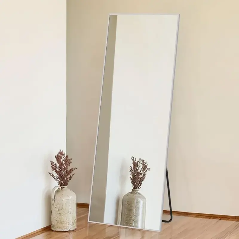 바닥부터 천장까지 이어지는 대형 거울, 전체 길이 거울, 벽에 거는 수직 또는 침실 거울, 알루미늄 합금 프레임, 64 인치 x 21 인치