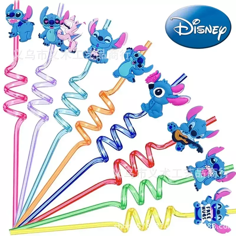 Figuras de Stitch de Disney para niños, pajitas reutilizables de Anime, Kawaii, Lilo & Stitch, suministros de decoración para fiestas de cumpleaños, regalos de navidad