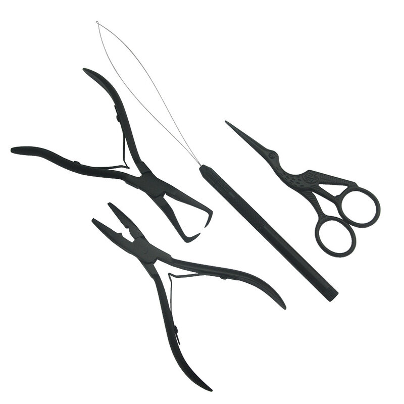 1 set of Hair Extension Plier Set Micro Ring Applicator Opener Plier Hair Loop Tool Metal Hair clip Scissor for Weft Extensions