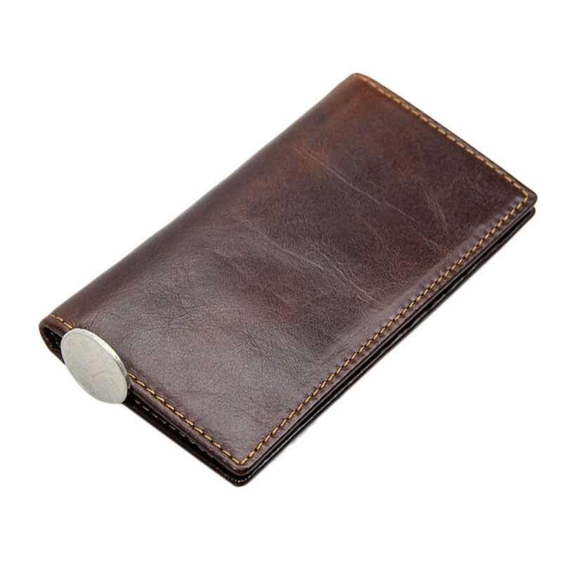 Nowy męski portfel skórzany w stylu Vintage długi Bifold pieniądze etui na dowód osobisty torebka sprzęgła
