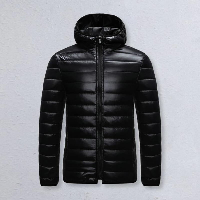 Cotton Hooded Coat Loose Fit Cotton Jacket Men's Winter Hooded Cotton Coat with Thickened Padding Windproof Cold for Warmth