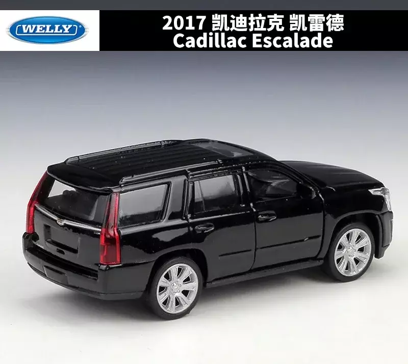 WELLY-Cadillac Escalade SUV Simulator Pull Back Car Model, Diecast 1:36 Escala, Brinquedo de Liga de Metal, Veículo para Crianças, Presentes, 2017