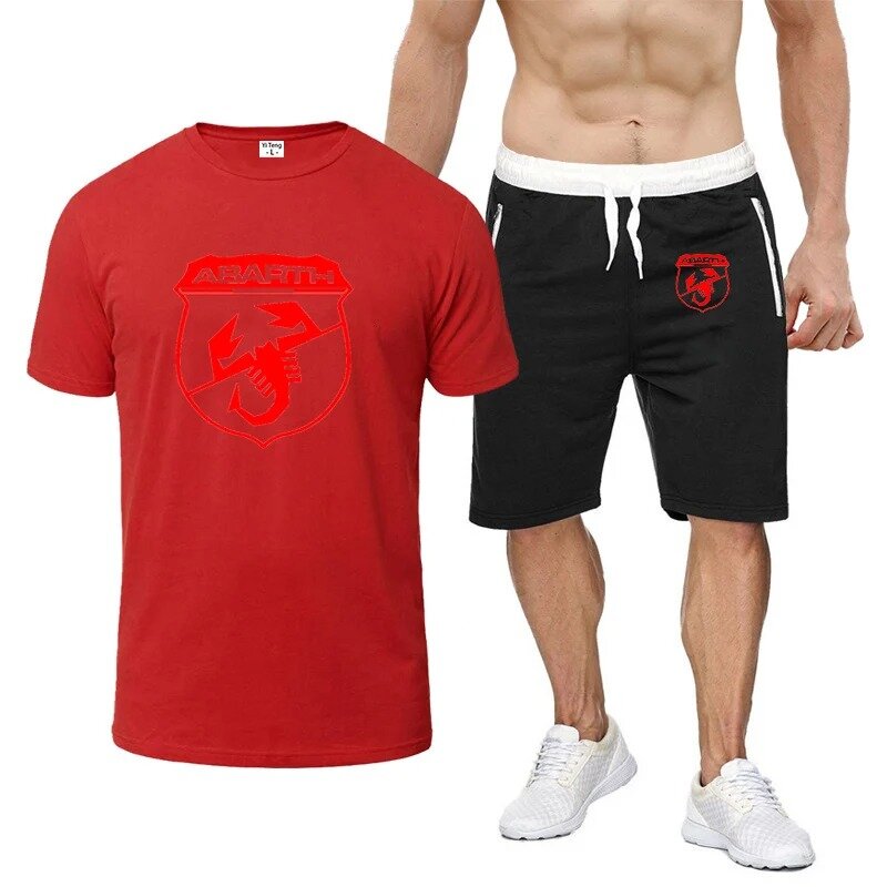 2024 Männer Marke Sommer abarth bequeme lässige Mode T-Shirt kurze Hose drucken neue acht farbige Kurzarm-Set