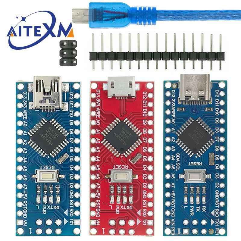 Мини/Type-C/Micro USB Nano 3,0 с Загрузчиком совместимый контроллер Nano для Arduino CH340 USB драйвер 16 МГц ATMEGA328P