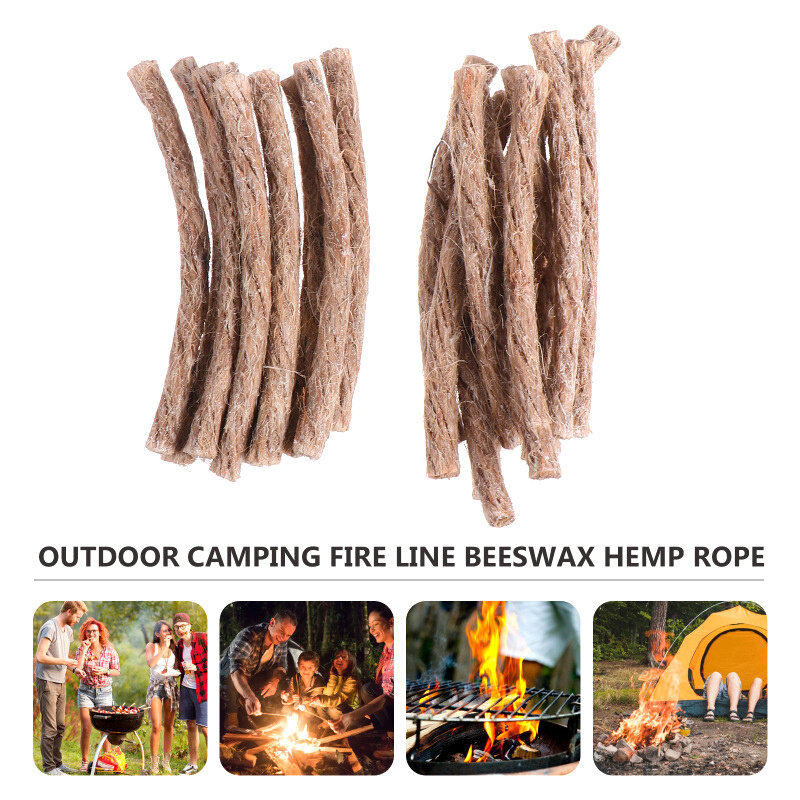 Camping Rope Fire Starters, Survival Wick, Cordão de cânhamo, Camping Lighter, Ferramentas ao ar livre, 4 pcs, 10pcs