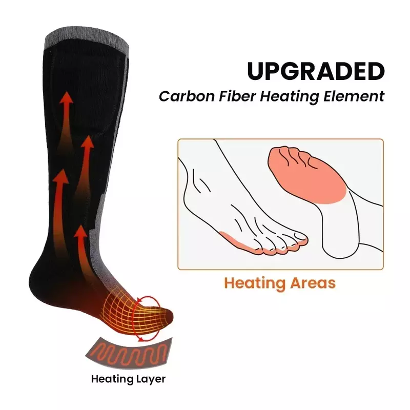 Meias de aquecimento elétrico para homens e mulheres, meias térmicas aquecidas, bateria recarregável, controle remoto, grosso, inverno
