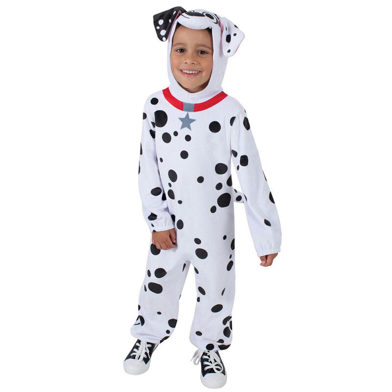Disfraz de dálmatas para niños y niñas, mono de perro manchado con temática de animales, vestido de fantasía para fiesta de Halloween
