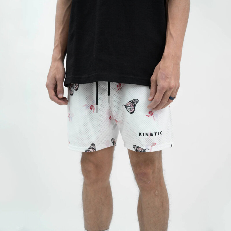 Men's shorts new summer Casual Shorts Muscle Fitness Sports Quarter Pants Mesh Digital Printing Breathable Loose Shorts