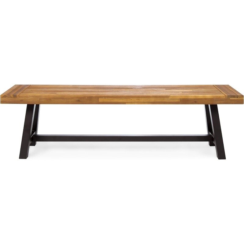 Christopher Knight Home Carlisle Outdoor Acacia Wood and Rustic Metal Bench, Sandblast Finish 14. 75 X 63 X 17. 50 Inches