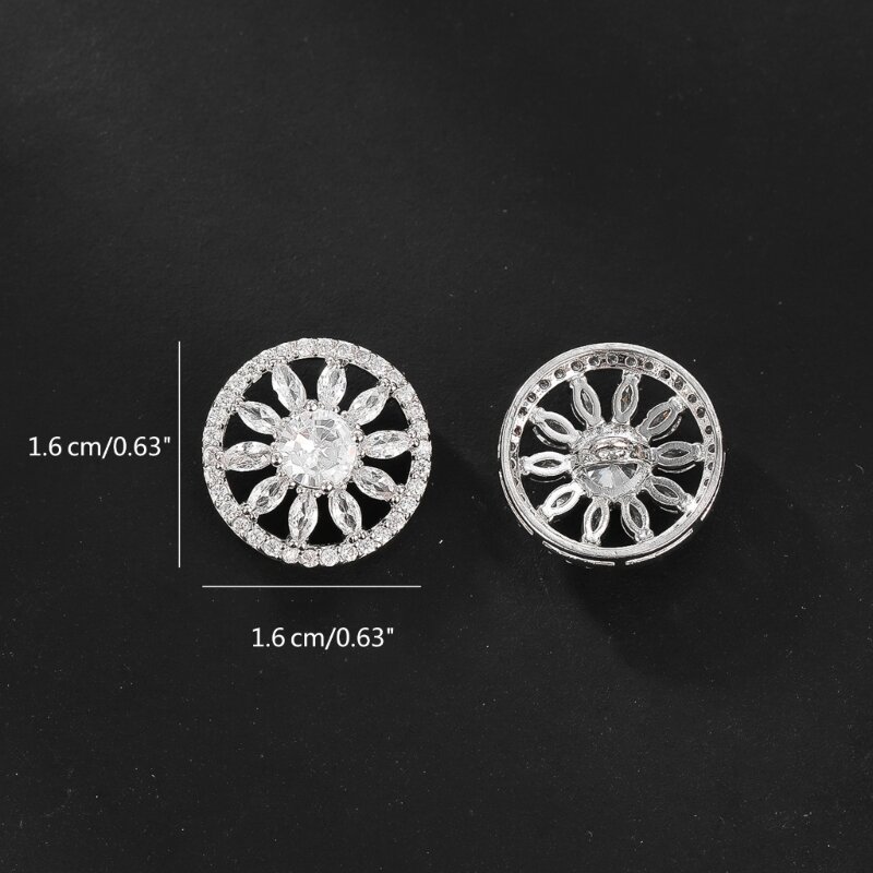 652F 1pair Hollow Flower Rhinestone Buttons Sewing Decorative Buttons DIY Crafts Supplies Hollow out Rhinestone Buttons
