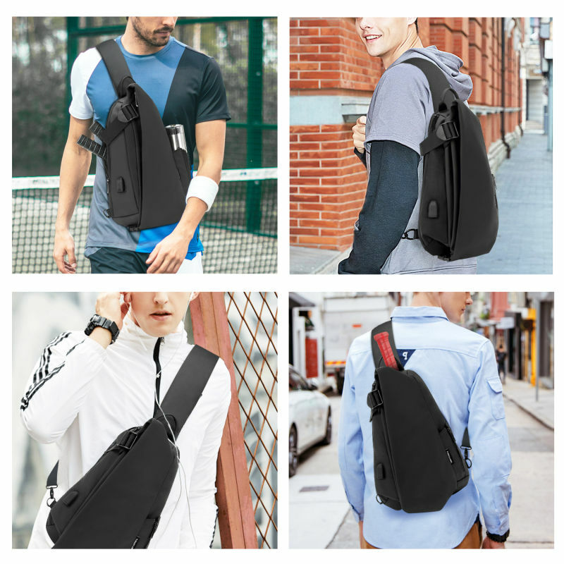 Kings long Männer Sport Brusttasche Umhängetasche iPad Tasche hohe Kapazität multifunktion ale coole lässige Umhängetasche mit USB-Anschluss