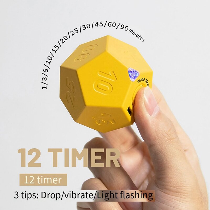 Mini Timer Rotate Dodecagon Akumulatorowy Timer Dźwięk Wibrujący Alarm świetlny Odliczanie czasu dla Timera