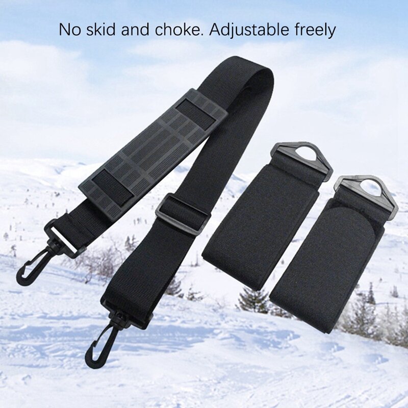 Ski and Snowboard Boot Carrier Strap and Ski Fasteners Tape, Ski Wraps ajustáveis, Gravatas para transportar, Equipamento de esqui, 2 conjuntos