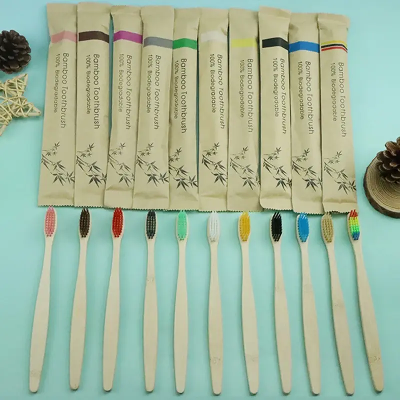 10 stücke bunte natürliche Bambus zahnbürste weiche Borste Holzkohle Zahn aufhellung Bambus Zahnbürsten weiche Zahnpflege