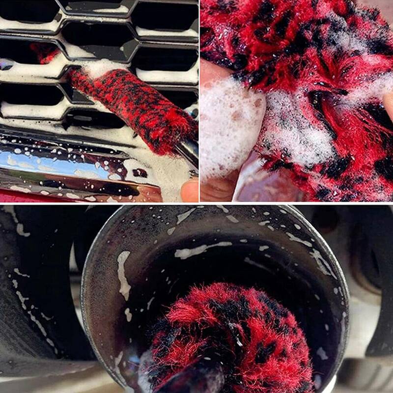 Spazzola per la pulizia della ruota dell'auto da 2 pezzi spazzola per ruote in microfibra per ruote dell'auto spazzola per la pulizia del cerchione con manico lungo spazzola per autolavaggio