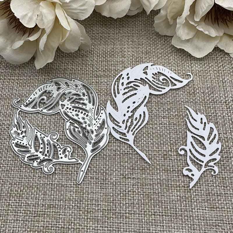 2Pcs Feather decoration Metal Cutting Dies Stencils For DIY Scrapbooking Decorative Handcraft Die Cutting Template Mold