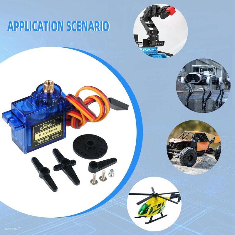 9g TS90MD Metal gear simulation steering gear 90/180/270 degree Angle controllable Micro Servo Motor Set for RC Planes