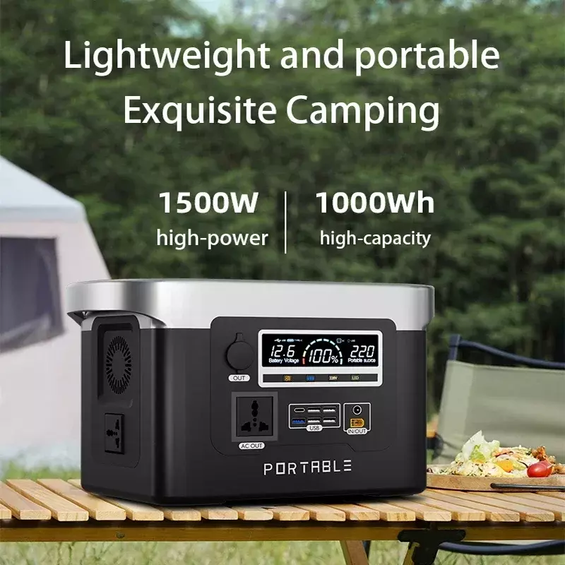 Portable outdoor camping charging station 800w-1500w emergency backup outdoor power outage battery mobile power inverter USB C