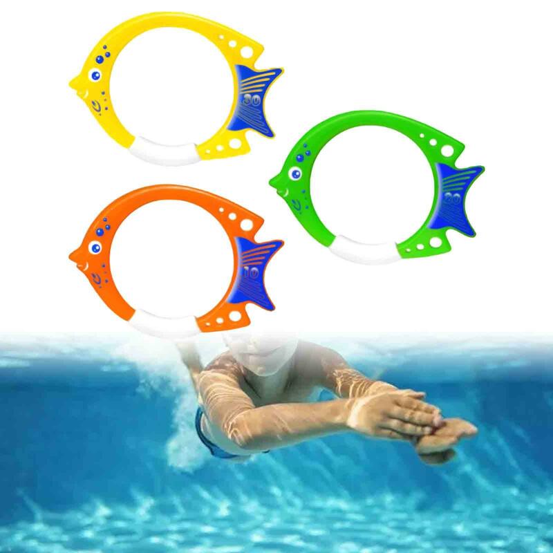 3Pcs Fish Ring Toys Colorful Summer Underwater Swim Dive Rings Pool Diving Toys Sinking Swimming Toys Pool Dive Rings Boys