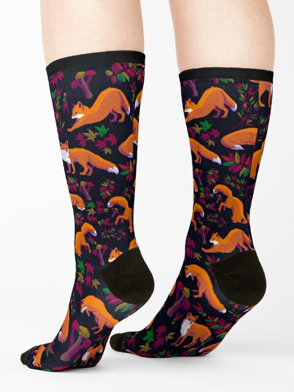 Носки с изображением леса лисы Зимние подарки летние женские носки мужские