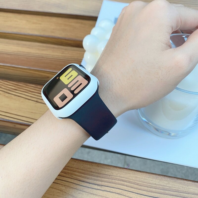 Correa de silicona para Apple Watch, pulsera deportiva de 44mm, 45mm, 40mm, 41mm, 42-38mm, 45mm, iwatch series 8, 7, 6, 5, 4, 3, SE, 9, Ultra 2, 49mm