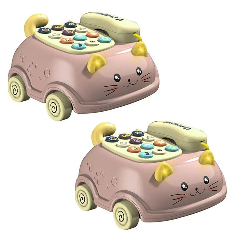 Montessori โทรศัพท์ไฟฟ้าของเล่นสำหรับเด็กแมวน่ารักรถการศึกษาเสียงโทรศัพท์รถของเล่นเด็ก