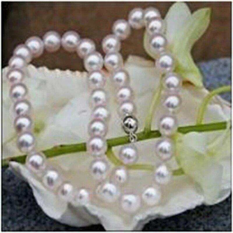9-10MM White Akoya Pearl Necklace 18"