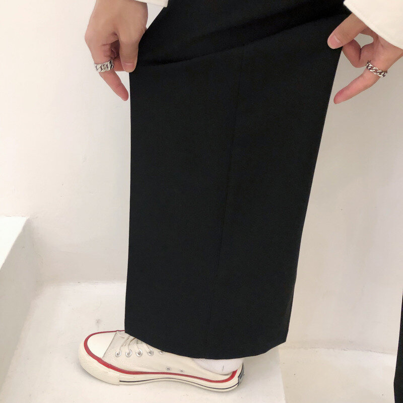 NOYMEI-calça casual larga reta masculina, cintura alta, cor sólida, estilo coreano simples, calça de terno de primavera, verão, combina tudo, WA5411