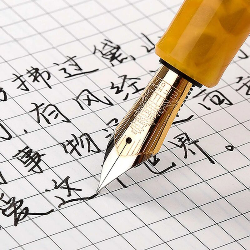 Hongdian N1S Pena Tinta Piston Pena Resin Akrilik Kaligrafi Indah Hadiah Kantor Bisnis Siswa Pena Retro 0.5Mm EF Nib