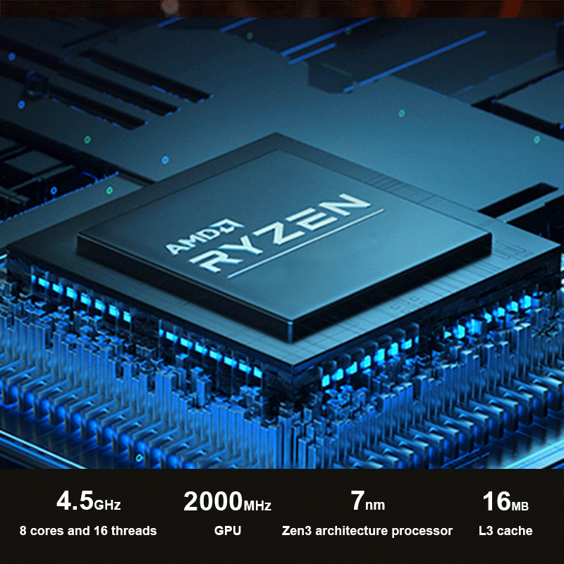 GenMachine AMD Ryzen 7 7730U Мини ПК Windows 11 Pro 8 ядер DDR4 256/512 ГБ SSD WIFI6 RTL8852, BT5.2 Настольный игровой компьютер