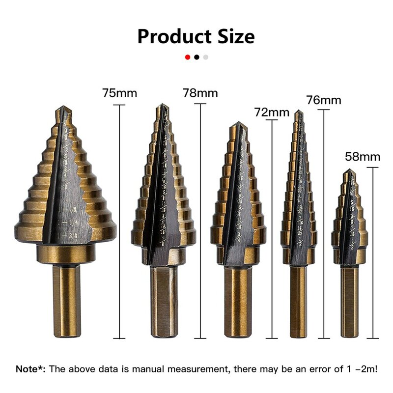 HSS 4241 Cobalt Multiple Hole 50 Sizes Step Drill Set Tools Aluminum Case Metal Drilling Tool for Metal Wood Step Cone Drill Bit
