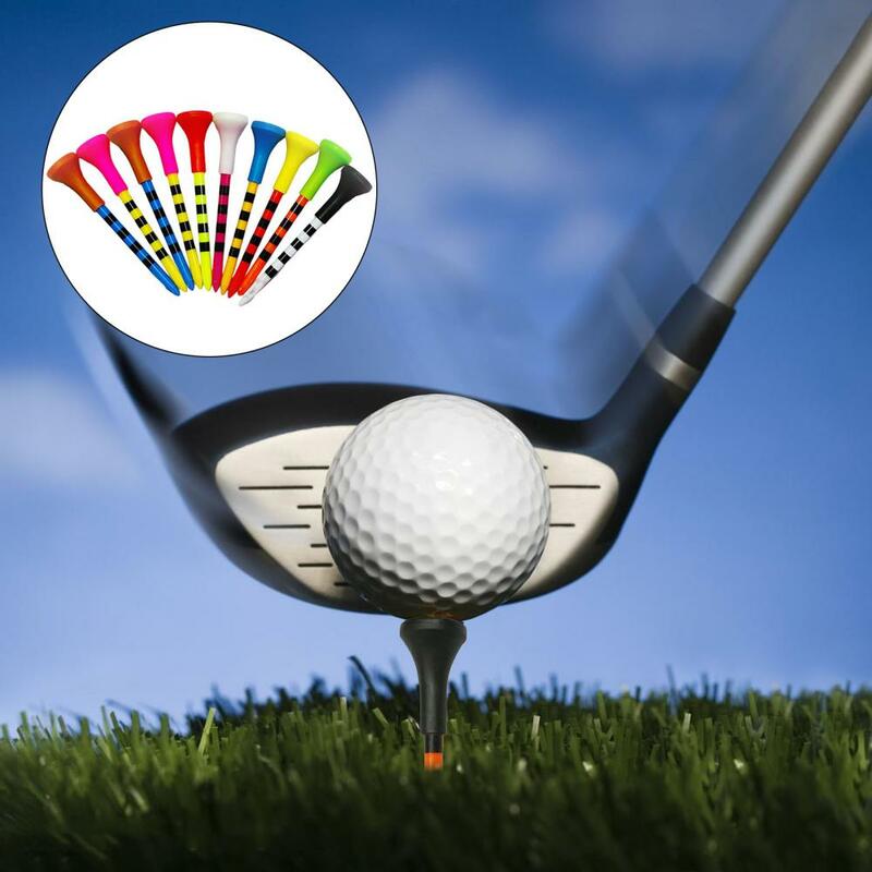 Camiseta con punta de baja resistencia a rayas para pelota de Golf, 10 piezas, aumento de distancia de vuelo, estabiliza la práctica de entrenamiento, soporte para pelota de Golf