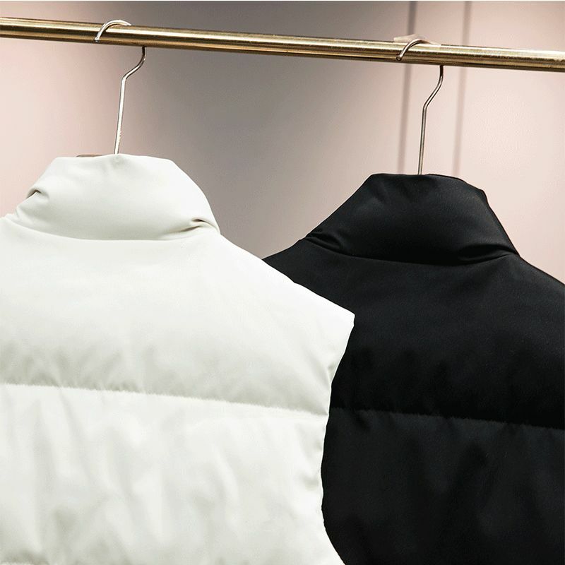 Jaqueta acolchoada de algodão com gola justa masculina, colete sem mangas, top de zíper, top chique, roupa de lazer, moda, novo, 2024