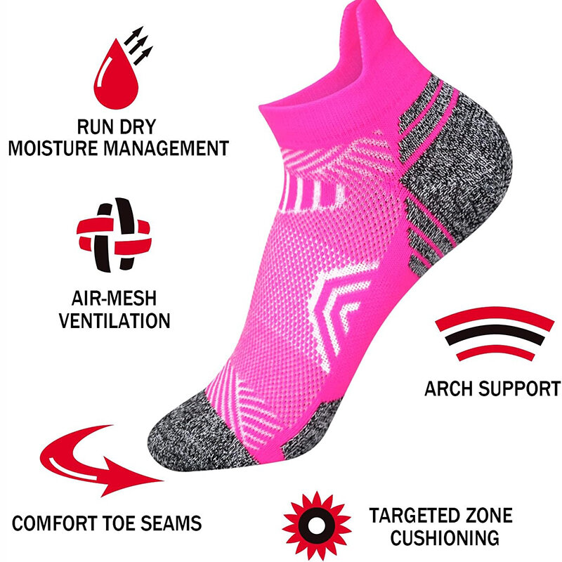 5 Pack Sport Ankle Womens Socks Athletic Running Compression Socks for Women Cozy Low Cut Performance Soft Tab Socks